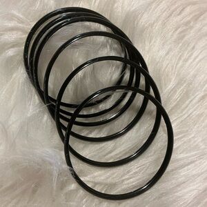 Six vintage 90s black bangle bracelets